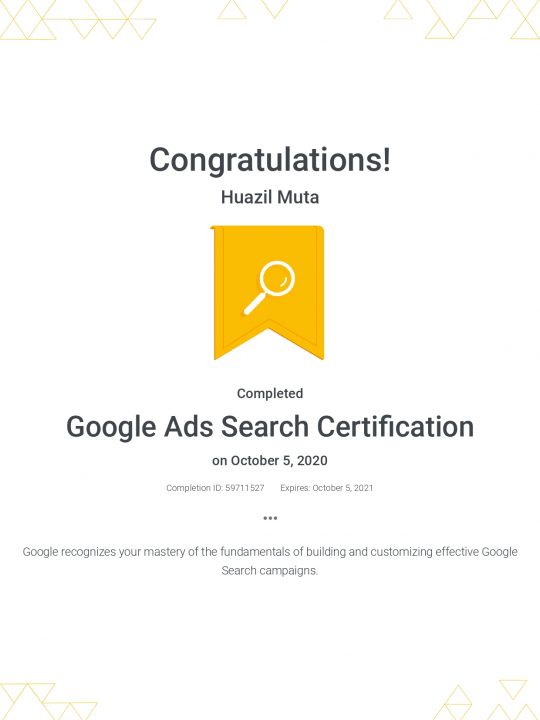 Sertifikat Ads Search Jasa Konsultan Digital Marketing Resmi dari Google